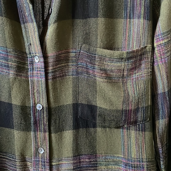 Wilfred Free Daphne plaid blouse olive green sz XS - Picture 2 of 6